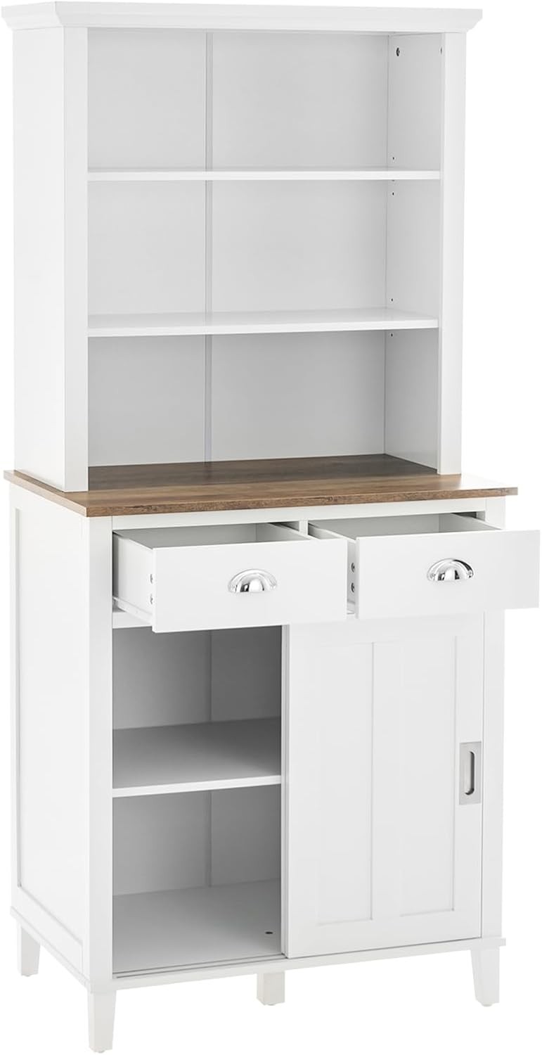 67-Inch Tall Kitchen Pantry Storage Cabinet with Doors and Shelves for Coffee Hutch Organization