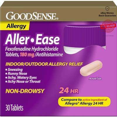 30 Count Aller-Ease Fexofenadine 180 mg - All-Day Non-Drowsy Allergy Support