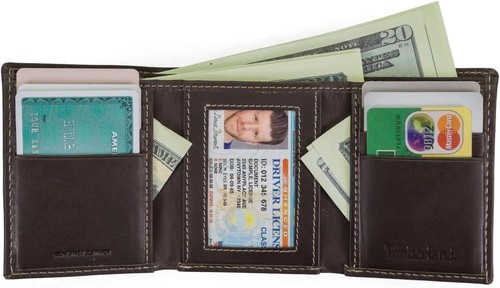 Timberland Hombre Cuero Triple Cartera con Ventana de Identificación Triple Plegable | Reino Unido - Imagen 4 de 6