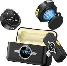 Wireless Lavalier Microphone, Lapel Mics with Lightning Plug-Play, 2.4Ghz Noise