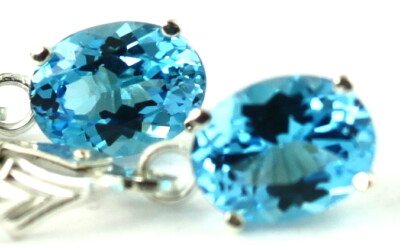 Schweizer Blautopas, Sterling Silber Leverbacks, SE017