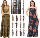 Womens Strapless Maxi Dress Ladies Sheering Boob tube Bandeau Long Lot All Sizes