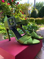 👡Sandalo Roger Vivier verde acido raso 37 nuovo con scatola