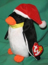 TY Beanie Baby Zero Penguin in Christmas Holiday Santa Hat January 2 1998 MWMT