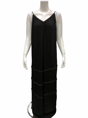 Rachel Hollis Ltd. Women's Peasant Dress with Beading Detail Black Medium Size 
