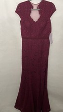 Womens JS Collections Formal Dress Mother Of The Bride Maroon Lace Size 6 NWT