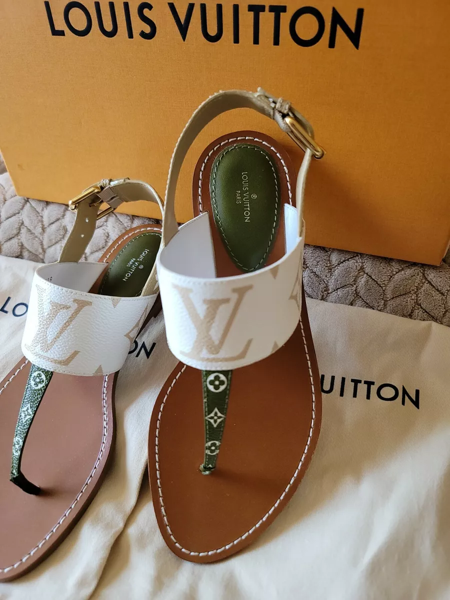 Louis VUITTON SANDAL Monogram Giant Khaki Green Moka Brown White size  40EU=10US