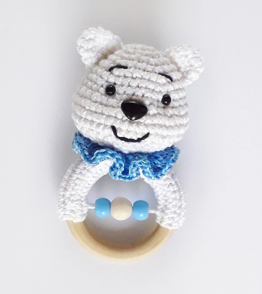 Pattern Bear Teether Toy Teething Ring Amigurumi Animals baby toy crochet - Image 4 of 4