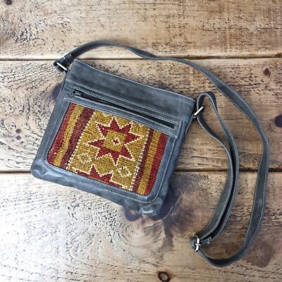 Handarbeit Crossbody Damen Schultertasche Echtleder rustikal Rindsleder Patchwork