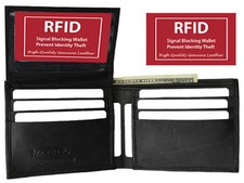 RFID Signal Blocking Men's Bifold 8 Card ID Credit Leather Flap Top Wallet Black