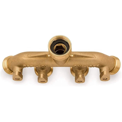 All Brass 4 way Garden Hose Splitter with shut off Valves 3/4 standard tap - Picture 4 of 9