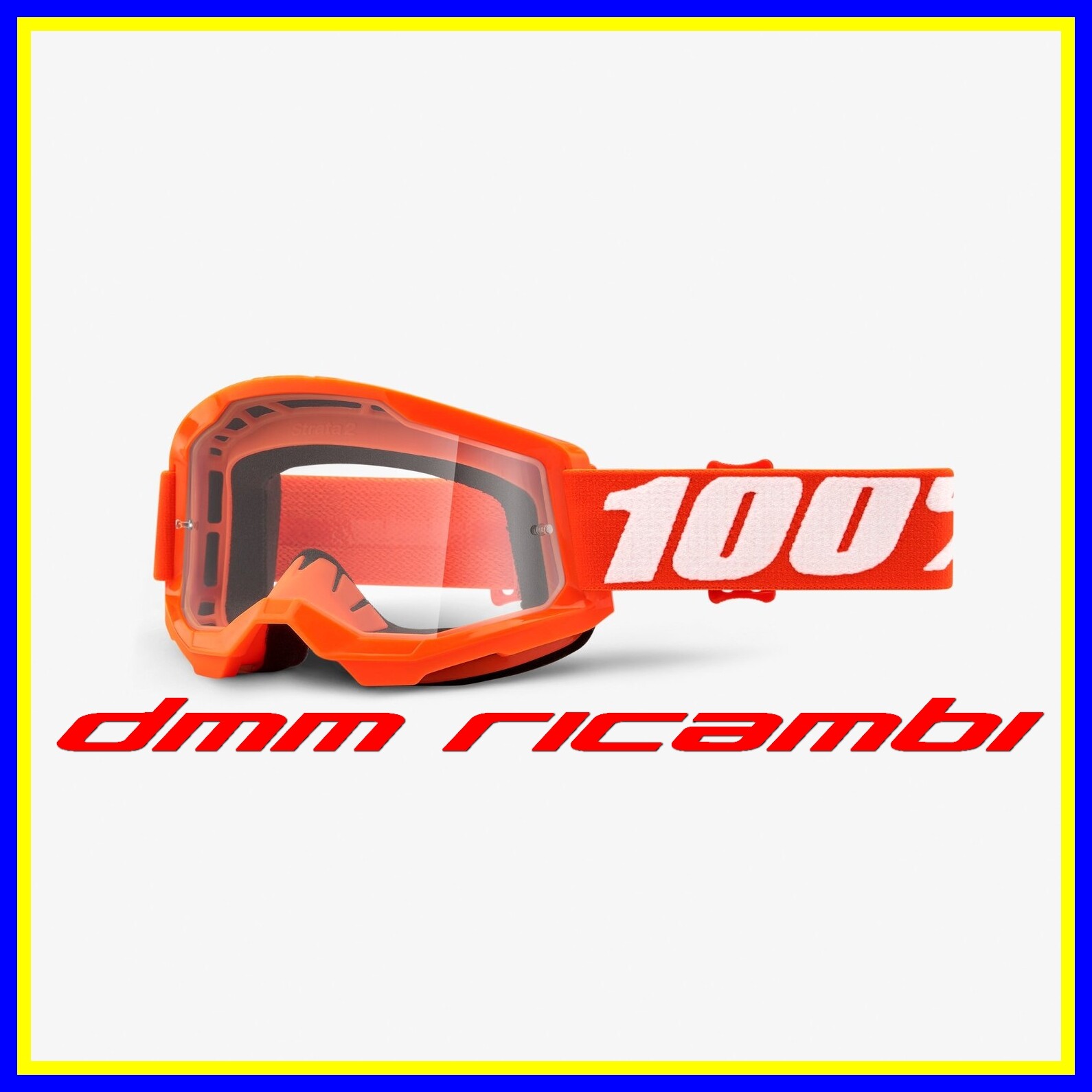 Occhiali 100% STRATA 2 ORANGE Moto Cross Enduro Motard ATV Quad Bici Maschera