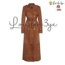 Brown Suede Trench Coat For Women, Brown Suede Coat Womens With Free Shipping