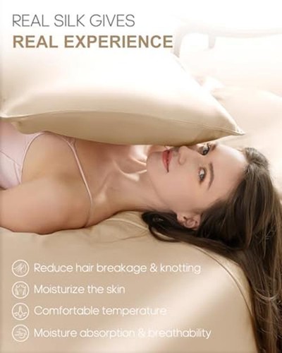 Silk Pillowcase for Hair and Skin 100% Mulberry Silk Bed Pillowcase 22 Momme - Picture 3 of 7