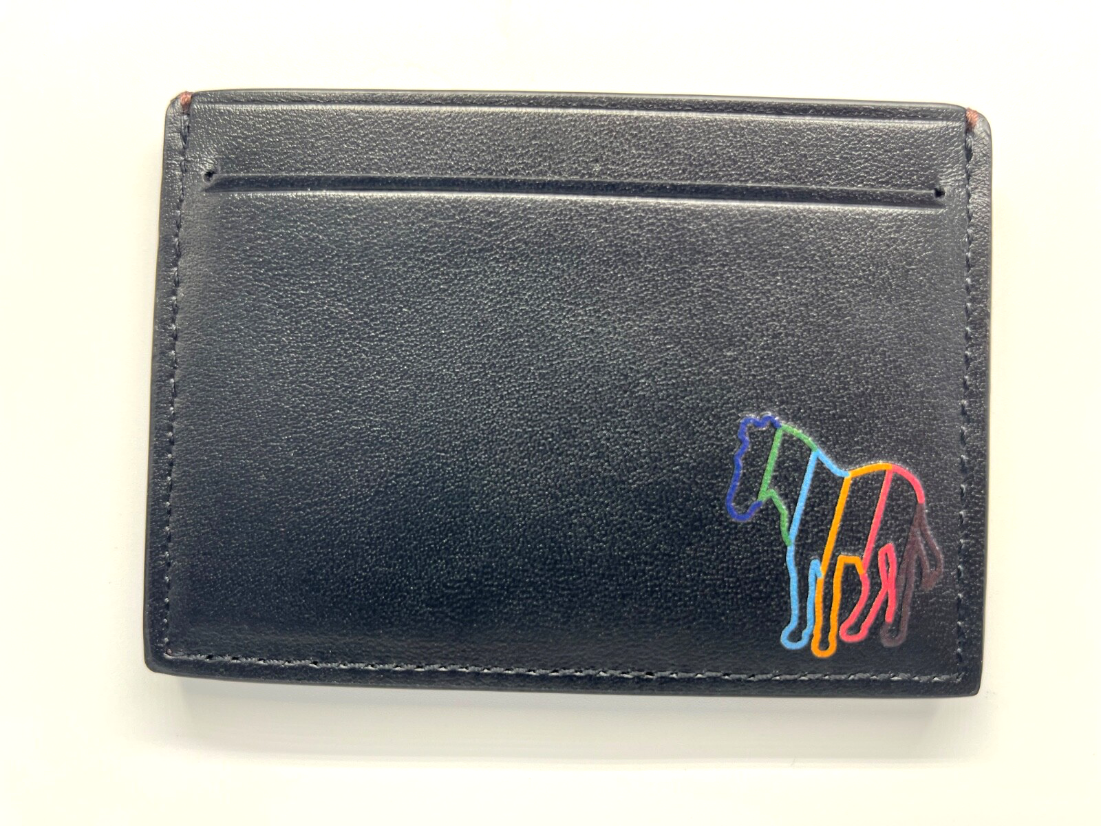 PS Paul Smith Zebra Stripe Black Brown Credit Card holder leather wallet