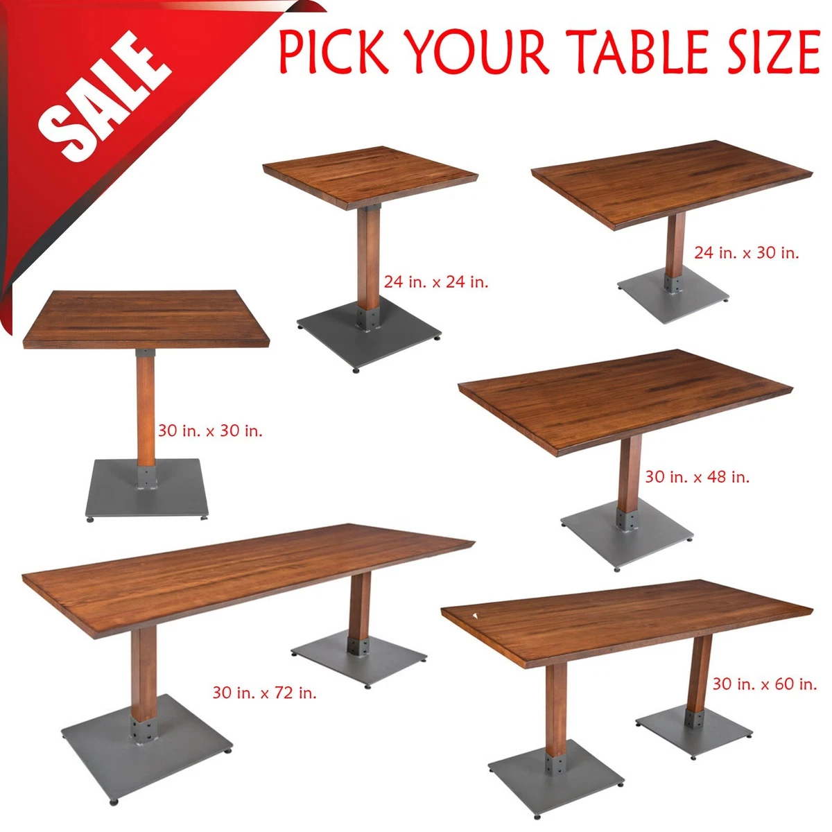 Restaurant Set of 36 Square Table On Stainless Steel 4-Prong - Heavy Duty  Base with Four Restaurant Chairs