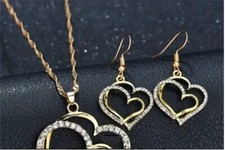 3pcs/set Heart Shaped Zircon Pendant Necklace, Drop Earrings, Couple Jewelry