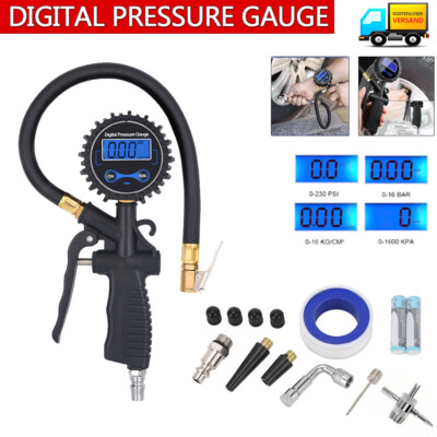 Digital LCD Reifenfüllpistole Luftdruckprüfer Druckluft Reifenfüller Manometer