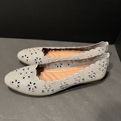 New Womens Appliquéd Ballet Flat Shoes Gray Sparkly Size 10 US 41 EUR