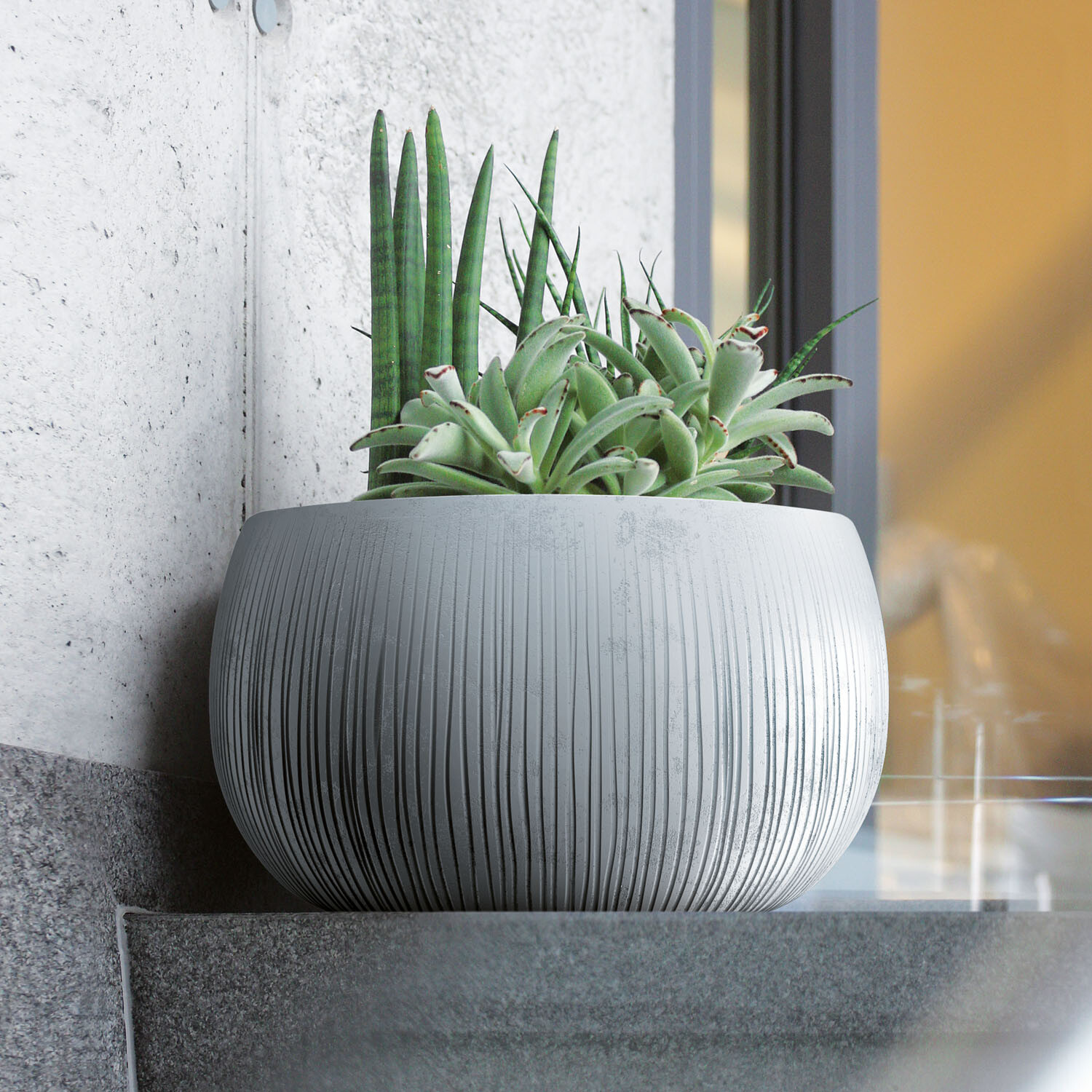 Blumenkübel Blumentopf Beton Optik Eckig Hoch Mit Einsatz 9 Größen In Anthrazit - Foto 9