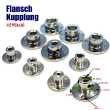 45# Stahl Flansch Wellenkupplung Starre Kupplung Bohrung:3/3.17/4/5/6...-12mm 
