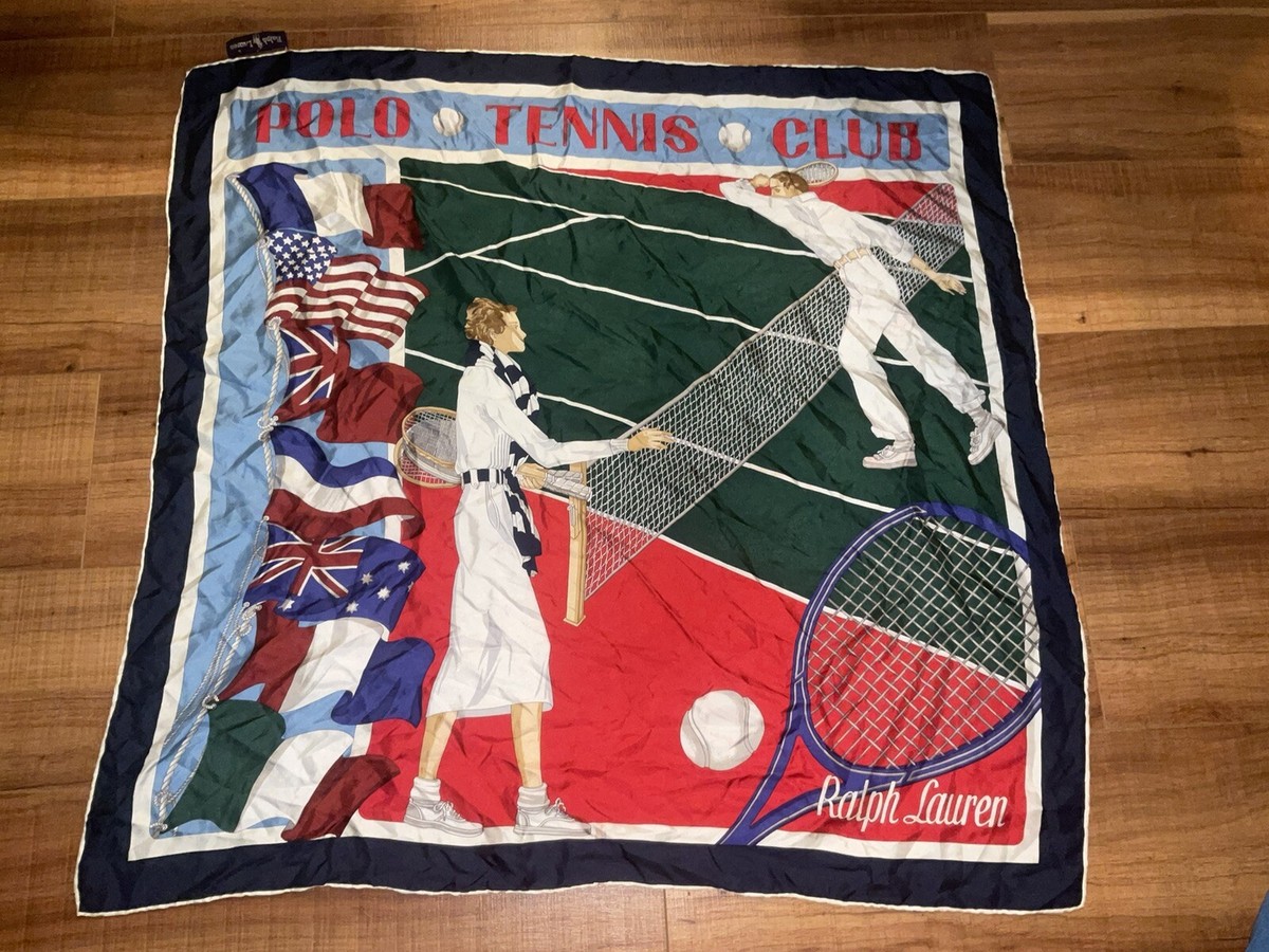 Vintage Rare Polo Ralph Lauren Tennis Scarf Wimbledon French