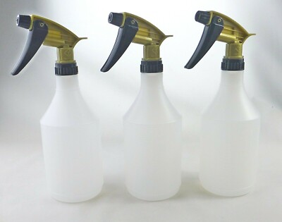 3 x Trigger Sprühflaschen 750ml, Gold Tolco, säure- und chemikalienbeständige Köpfe