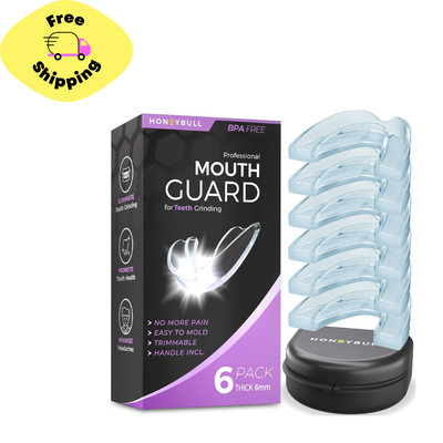 HONEYBULL Mouth Guard for Grinding Teeth [6 Pack] 1 Size for Heavy Grinding