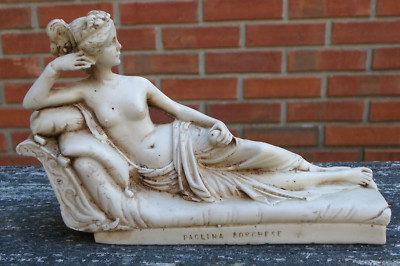 7 1/2'' Figurine Sculpture-Paolina Borghese-Woman Reclining on Couch-Canova