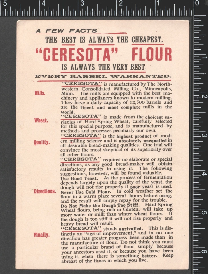 Ceresota Flour Sack Girls Northwestern Mill Minneapolois MN Victorian Trade Card - Image 3 of 4