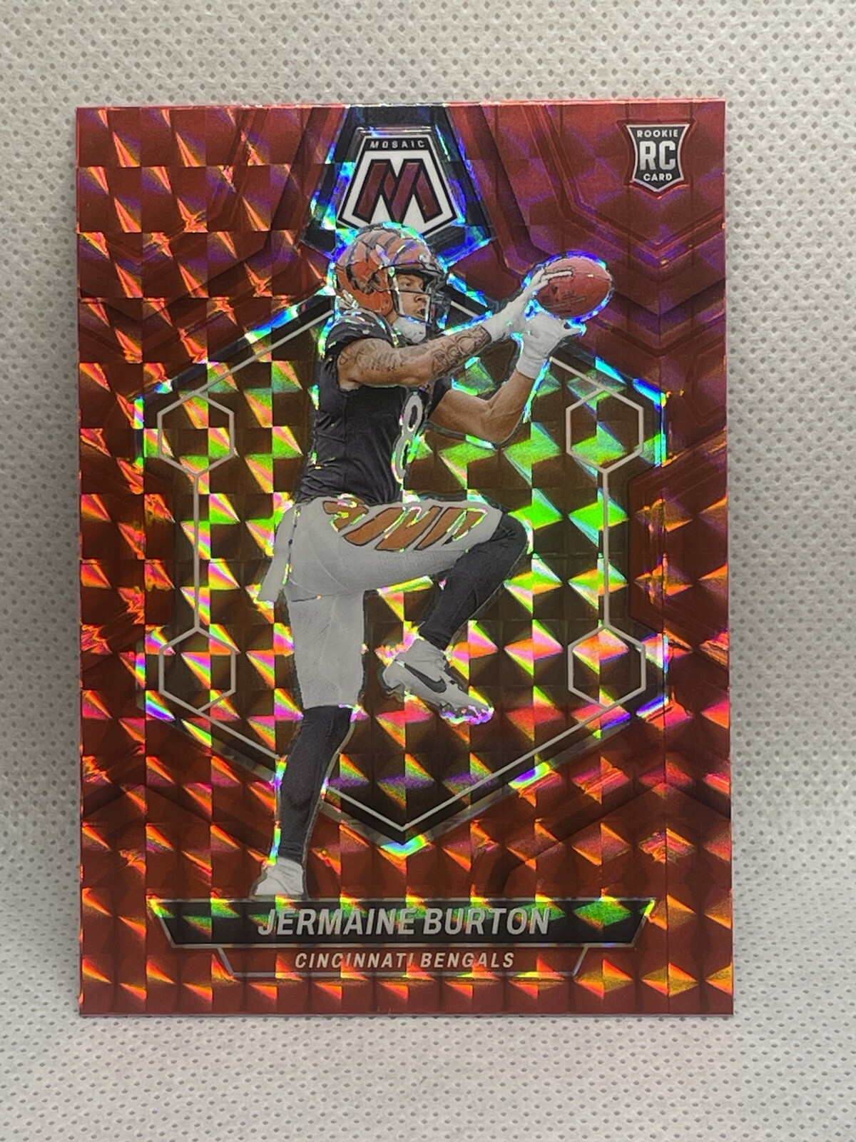2024 Panini Mosaic Jermaine Burton #366 RC Rookie Red Mosaic Prizm Bengals