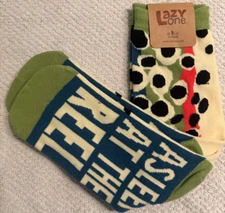 NWT - LAZY ONE "ASLEEP AT THE REEL" COLORFUL CREW SOCKS