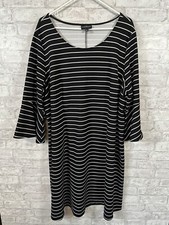 LANE BRYANT Black Stripe Scoop Neck Trumpet Sleeve Dress Size 22 | 24