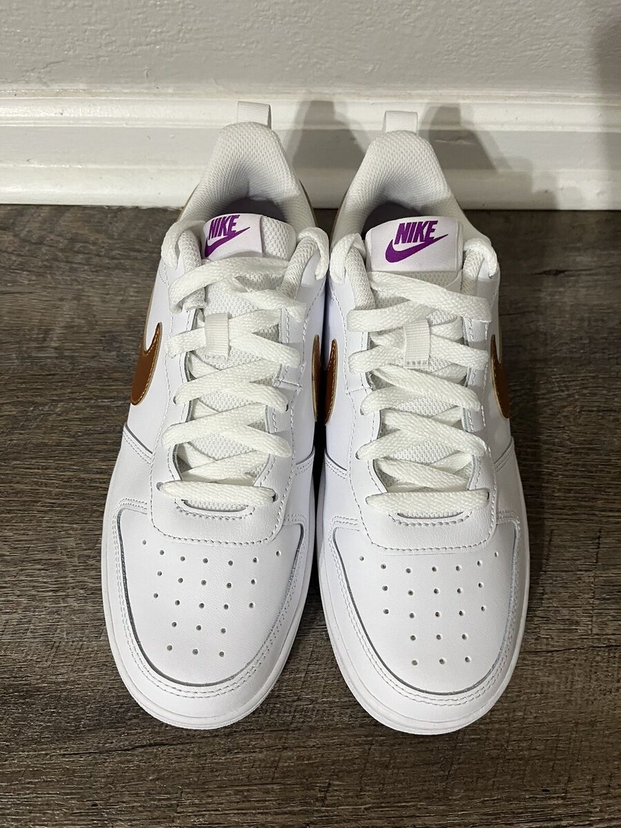 Nike Court Borough Low 2 SE GS White Metallic Copper Sz 7Y Nike Court Borough Low 2 SE GS White Metallic Copper Sz 7Y