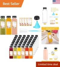 Set of 45 BPA-Free 12oz Airtight Juice Bottles with Caps - Reusable Storage