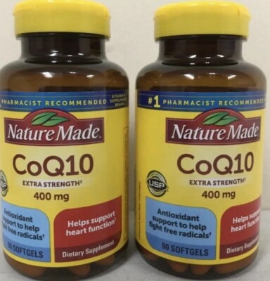 Nature Made CoQ10 Extra Strength 400 mg 90 x 2 = 180 Softgels Lot Of 2 