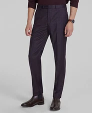 Calvin Klein Men's Purple Slim-Fit Wool Plaid Suit Separate Pant Size 32W 30L
