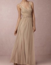 Anthropologie x BHLDN Hitherto Sleeveless Lace FLEUR Dress Sandstone Size 0