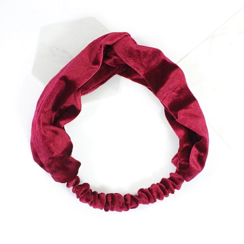 Diademas de terciopelo con nudo cruzado - Lazos elásticos Diademas para el cabello Mujeres Accesorios para el cabello 1 pieza Foto 2 de 4