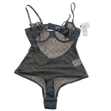 NWT 49.99 INC Bodysuit Lingerie Size M Black Mesh w/ Underwire