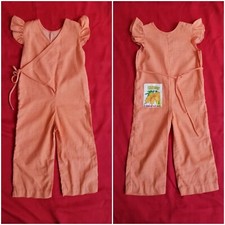 Vintage 70s Girl Jumpsuit Romper Orange Carrots back Patch Size 4