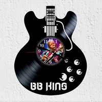 Vinywoody Wanduhr Vinyl Schallplatte Silhouette Gitarre Von Riley Ben K.De USA