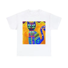 Catitude T-Shirt. Abstract Cat Art T Shirt Unisex Heavy Cotton Tee Pet Lover