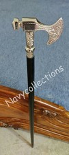 Handmade Solid Pewter Bavarian Axe Rosewood Crafted Walking stick wooden Cane