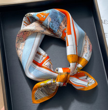 100 Silk Mulberry Scarf Women Orange horse Kerchief Square Bandana Wrap 53X53cm