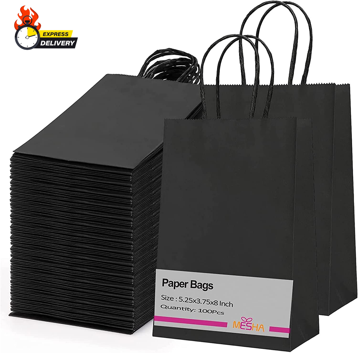 Paper Gift Bags Black Small Paper Bags with Handles