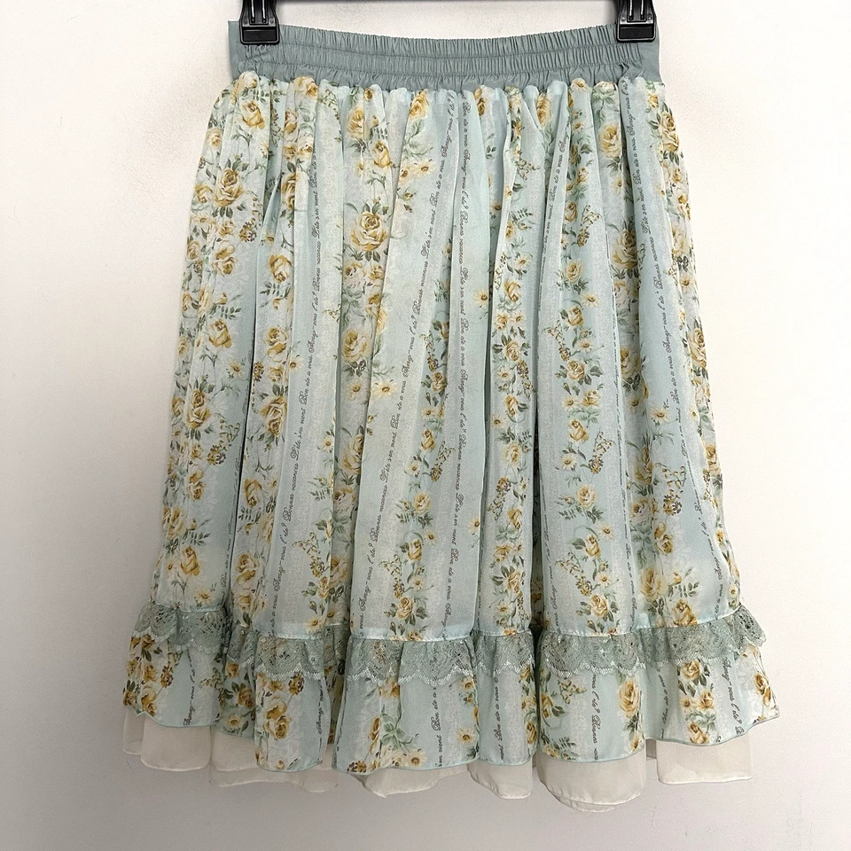 axes femme Skirt Lolita Chiffon Floral Ribbon Medium Japan - Image 2 of 4