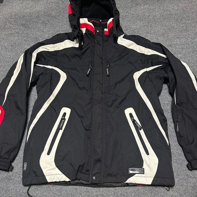 Killtec Mens Ski Jacket Black White Red Hooded Winter Coat Large US XXL EU