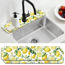 CONCHLERY 2 Pcs Kitchen Sink Splash Guard Faucet Mats Lemon Pattern Faucet Mat f