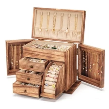 Jewelry Box Organizer, Solid Wood Jewelry Boxes for Women for Storage & Displ...